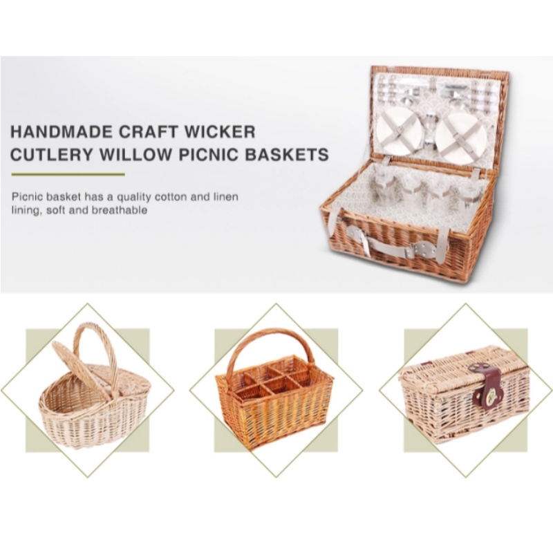 Handmade Craft Wicker Cutlery Willow Picnic Baskets