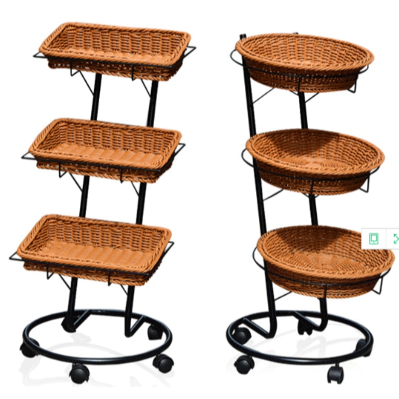 3 layers Supermarket Display Basket with wheels