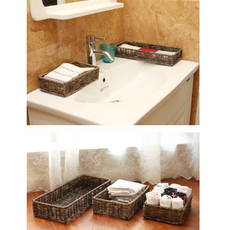 Waterproof Rattan Bathroom Storage Basket