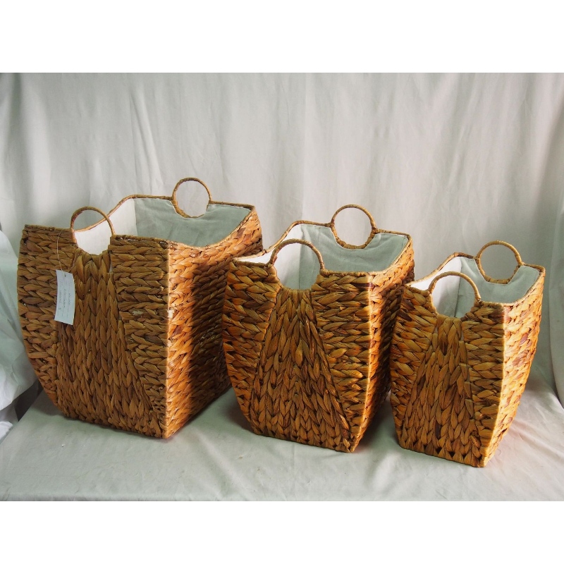 Set of 3 Laundry Water Hyacinth Basket