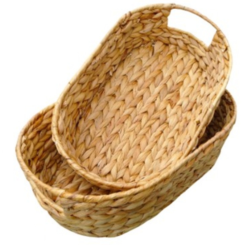 Set of 2 Oval Water Hyacinth Basket