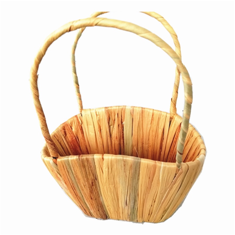 Straw Floral Basket with handle