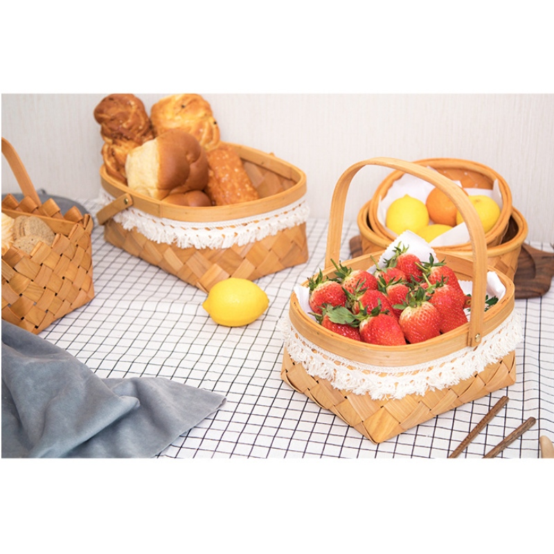 Wooden storage basket