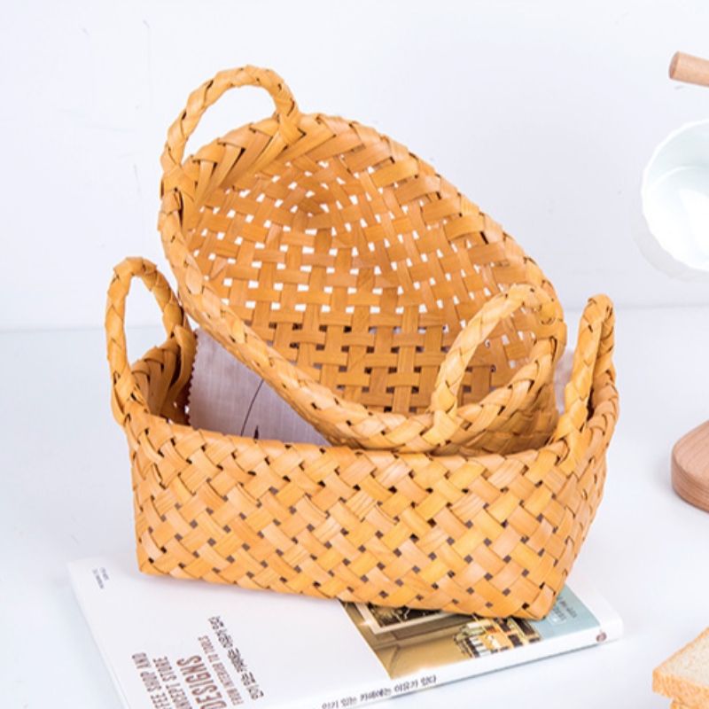 Wooden Storage basket with handle