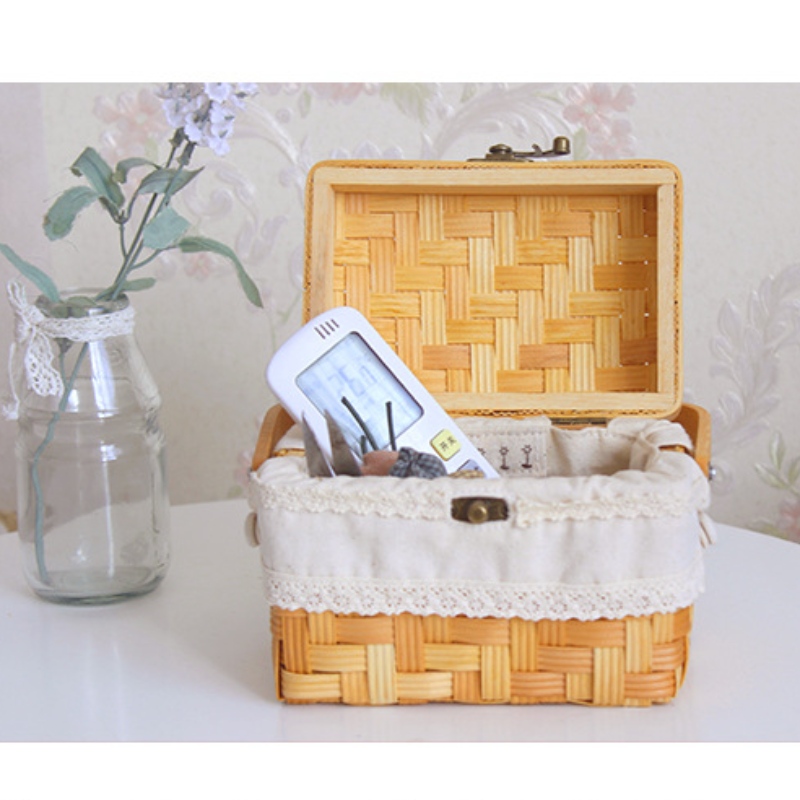 Wooden Woven Basket with lid