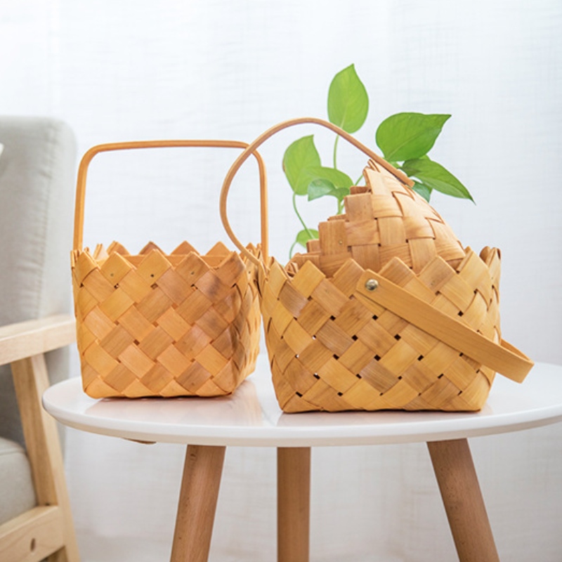 Home Decor Wooden Basket with handle