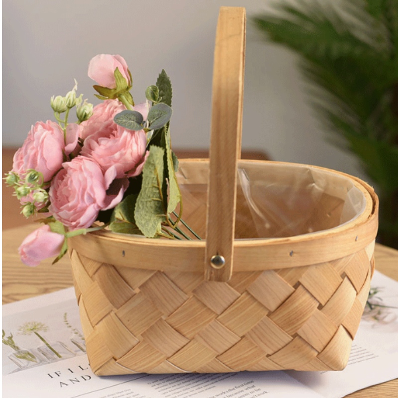 Handmade Home Decor Wooden Floral Basket