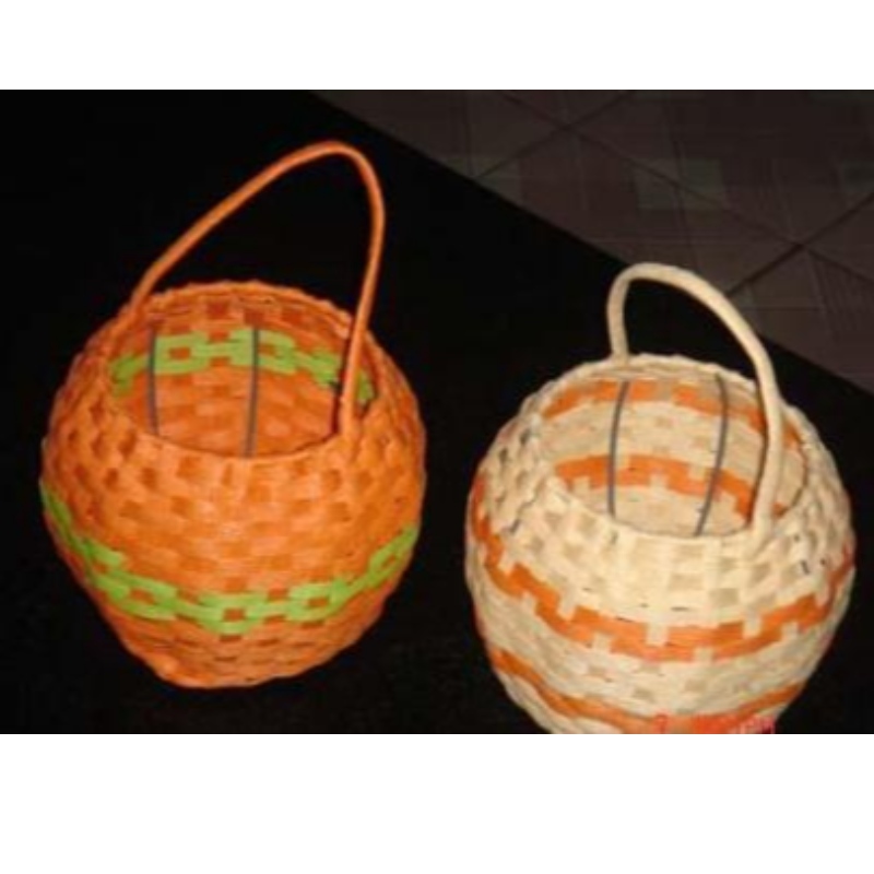 Circle Paper Rattan woven storage basket with handle