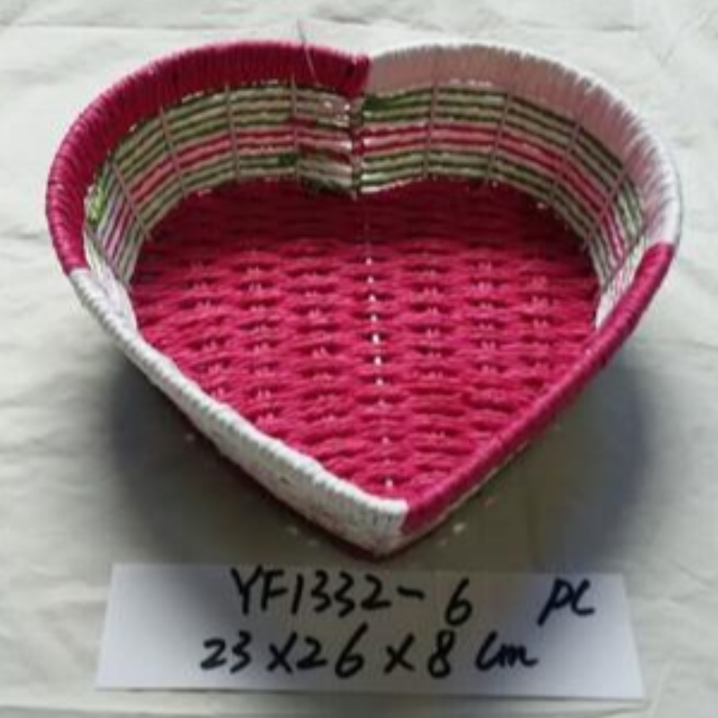 Heart-shaped Paper rattan woven storage basket