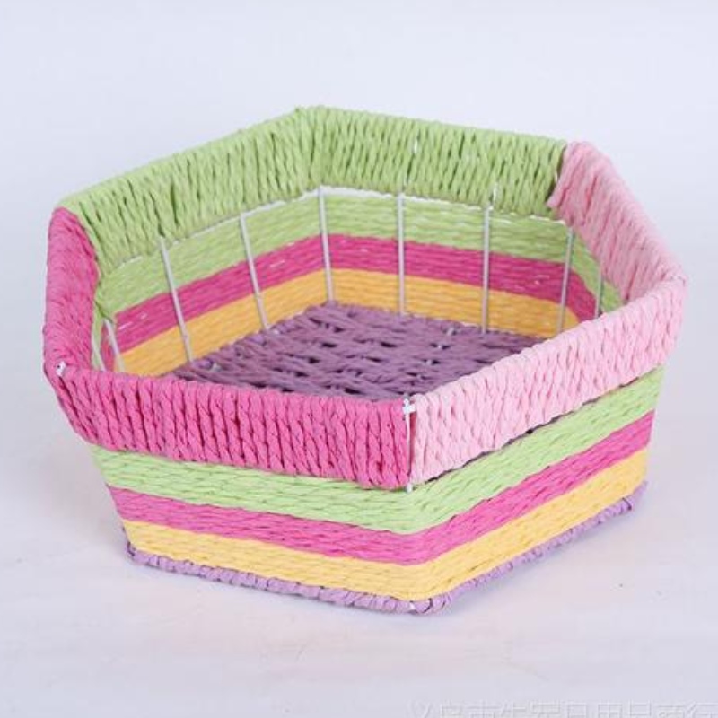 Home decor Colorful paper rattan woven storage basket
